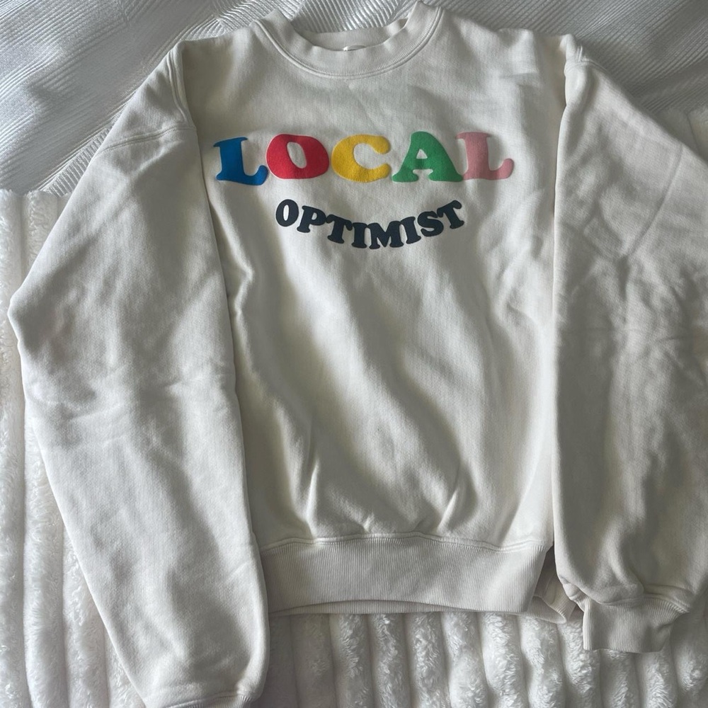 Madhappy Cream Crew Neck Sweater with Colorful Text